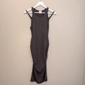 Evereve + Michael Stars Dress Double Strap Ruched Bodycon Easy Style - Size L